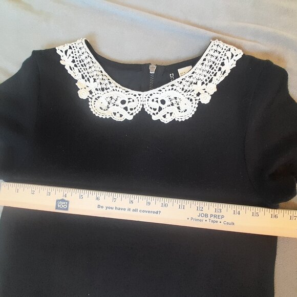 H&M Black Short Dress Lace Collar, Wednesday, Gothic Size 6 Medium, LBD - Picture 6 of 6